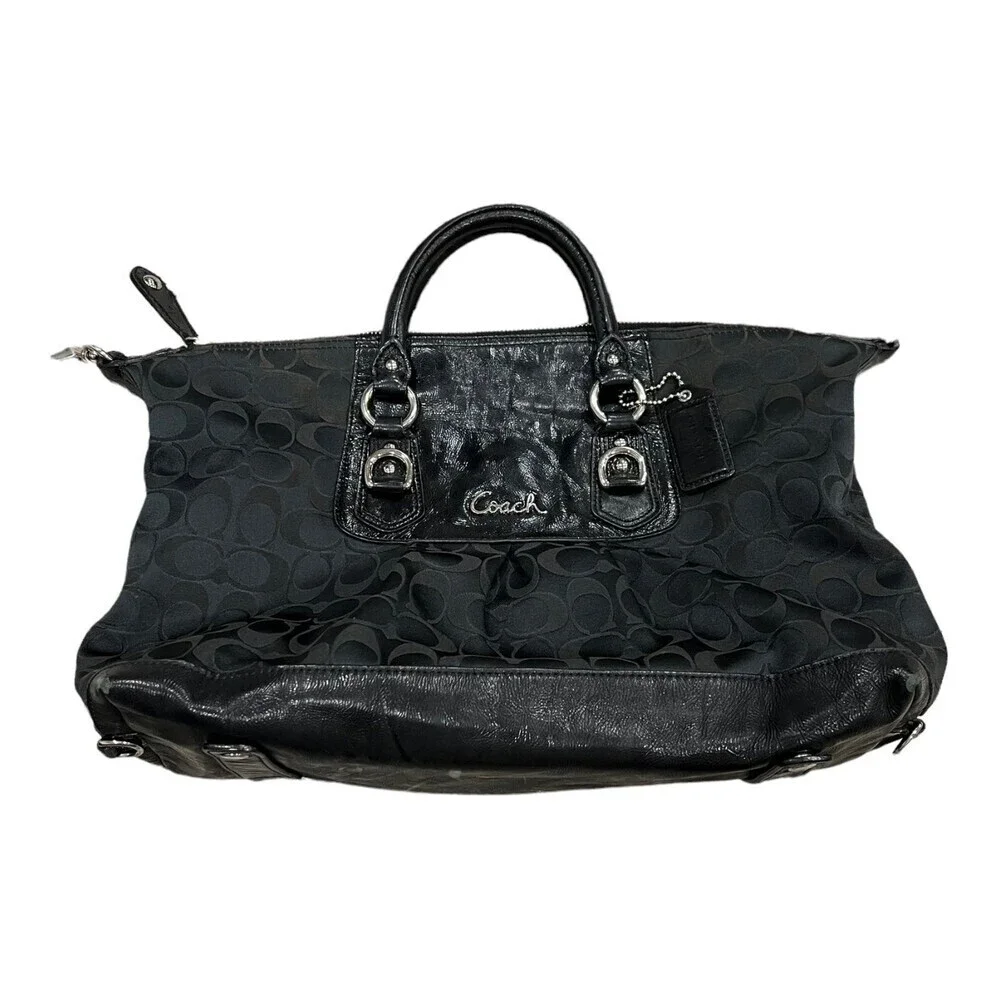 Coach Black Signature Fabric Ashley Handbag